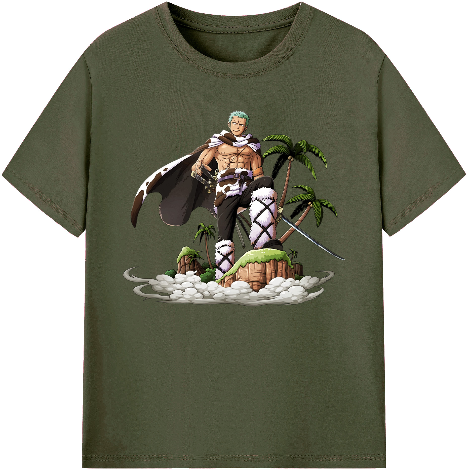 ワンピース ロロノア・ゾロ ONE PIECE Roronoa Zoro 綿100％ メンズ半袖Tシャツ｜肌触りやわらか＆通気性